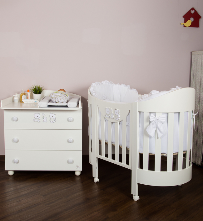 Детская кровать Happy Family Oval, белый (в комплекте матрас и белье 4 предмета). Фото №4
