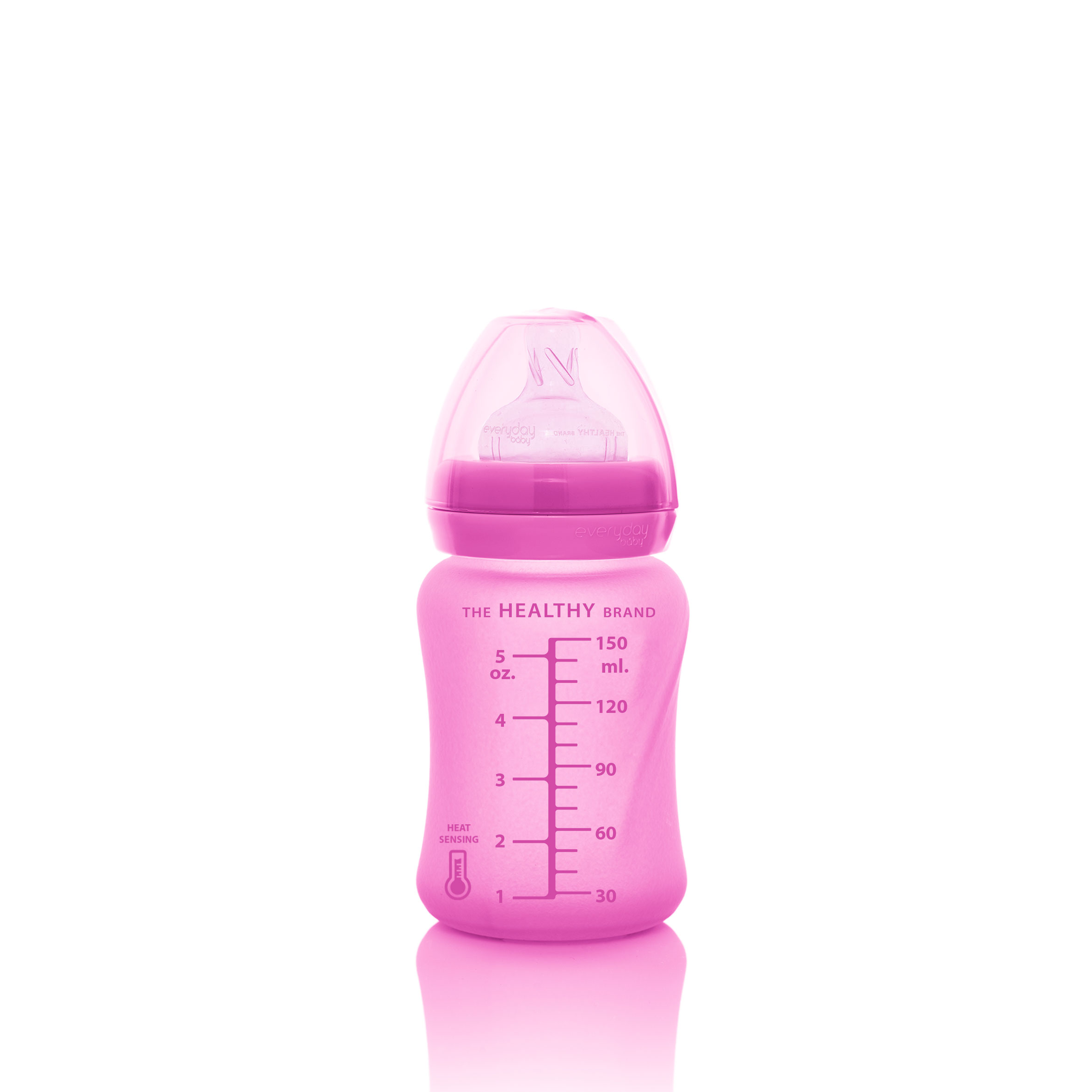 Стеклянная бутылочка с индикатором температуры и защитным силиконовым покрытием  Healthy +, 150 мл,. Фото №3