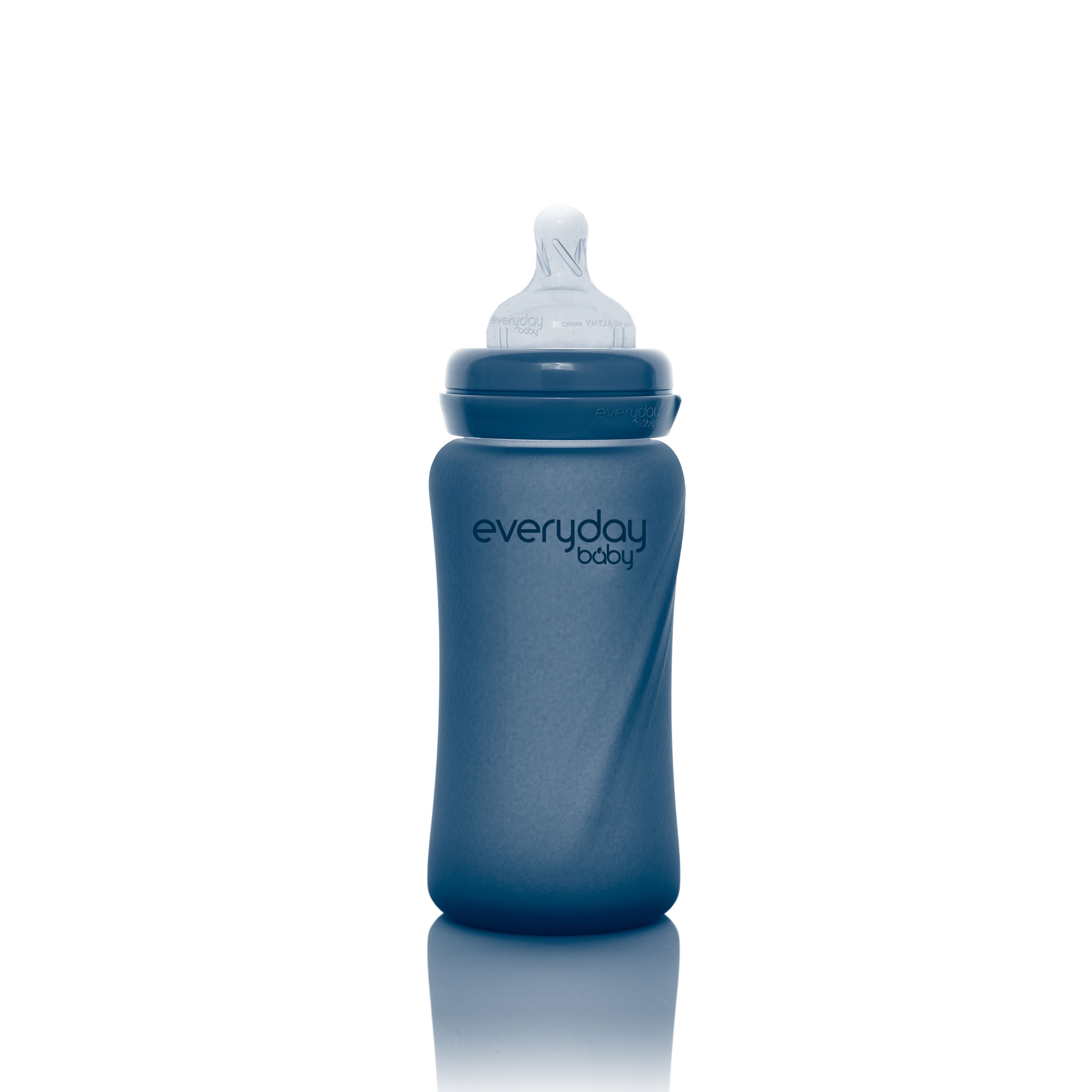 Стеклянная бутылочка  с индикатором температуры и защитным силиконовым покрытием  Healthy +, 240 мл,. Фото №2