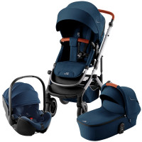 Комплект 3в1 коляска SMILE 5Z, Night Blue + Детское автокресло BABY-SAFE PRO Night Blue