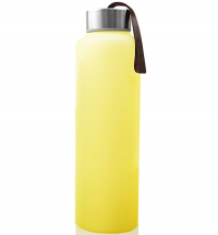 Стеклянная бутылочка для воды с защитным силиконовым покрытием, 400 мл, желтый