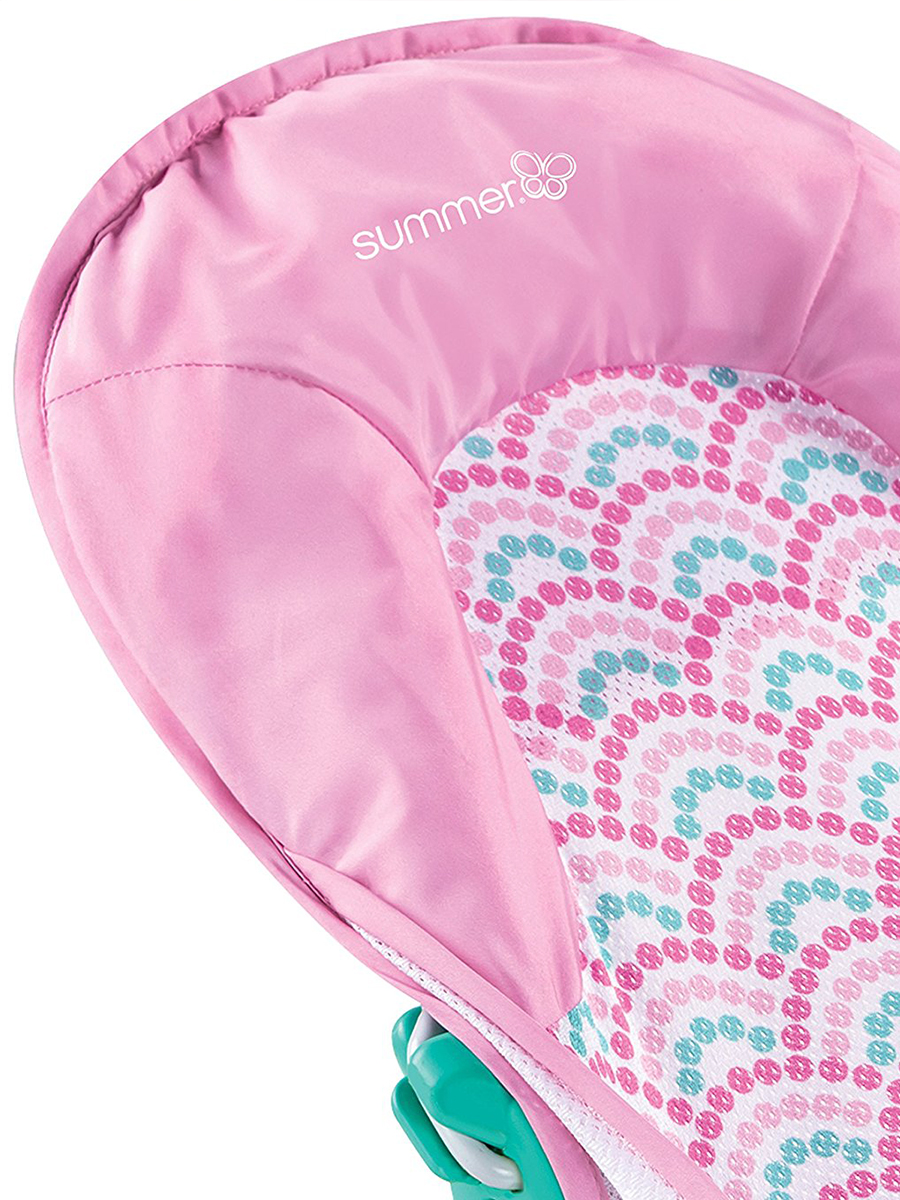 Лежак с подголовником для купания Deluxe Baby Bather, розовый/волны. Фото №2