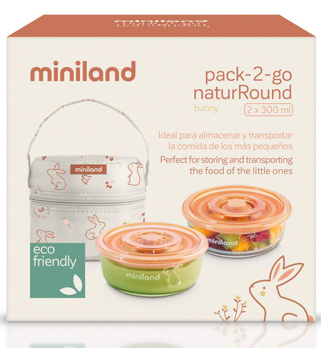 Термосумка Miniland Pack-2-Go Naturround с 2 вакуумными контейнерами, 2х330 мл [207659]. Фото №5