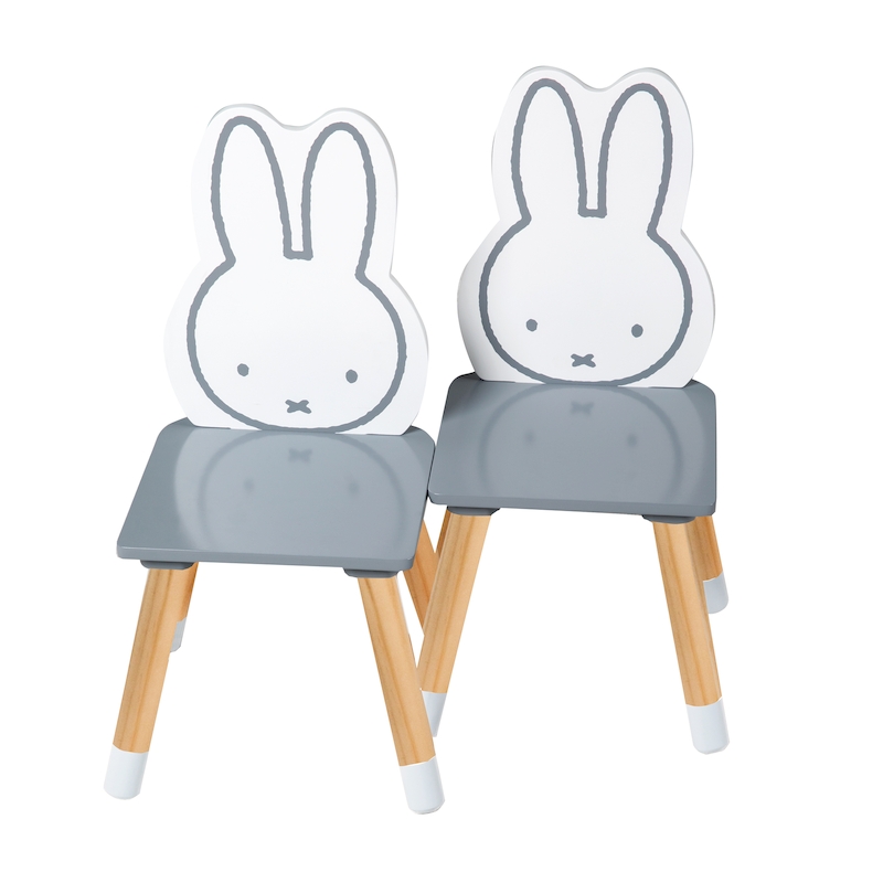 Комплект детской мебели Miffy: стол + 2 стульчика, серый/белый/натуральный. Фото №1