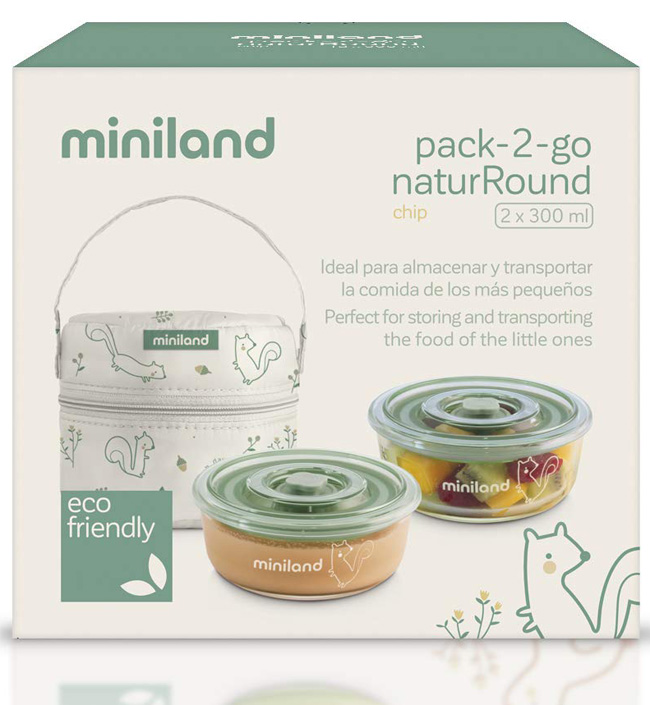 Термосумка Miniland Pack-2-Go Naturround с 2 вакуумными контейнерами, 2х330 мл [207659]. Фото №3