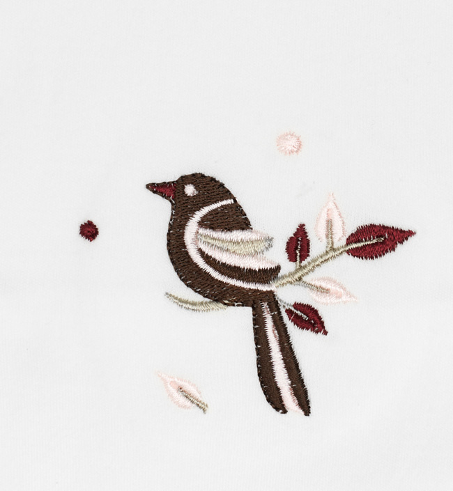 Боди immimi Птички ORGANIC с длинным рукавом, арт. 371055 белое с бордовым декором. Фото №2