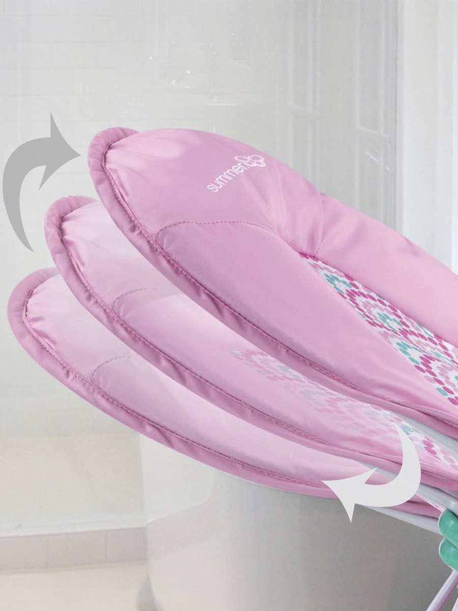 Лежак с подголовником для купания Deluxe Baby Bather, розовый/волны. Фото №1