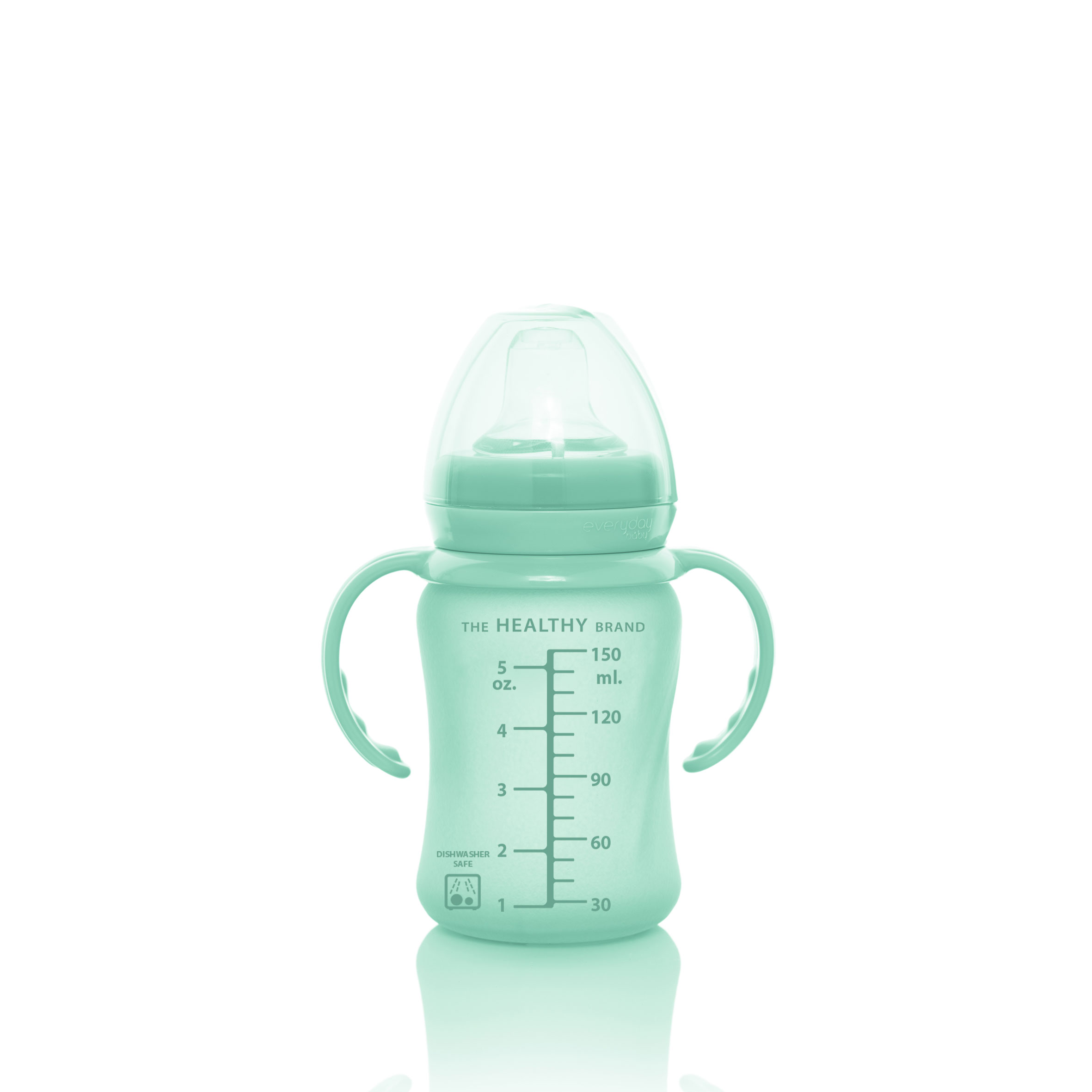 Стеклянная бутылочка-поильник с мягким носиком с защитным силиконовым покрытием Healthy +, 150 мл,. Фото №3