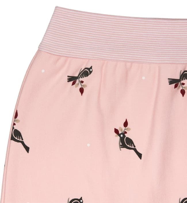 Теплые штаны immimi Птички ORGANIC с закрытыми ножками, розовые. Фото №2