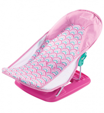 Лежак с подголовником для купания Deluxe Baby Bather, розовый/волны