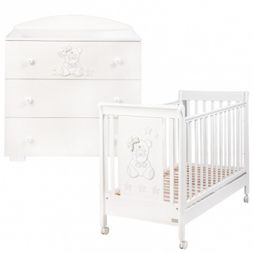 Комплект мебели Vanity (Детская кровать + Комод пеленальный), белый