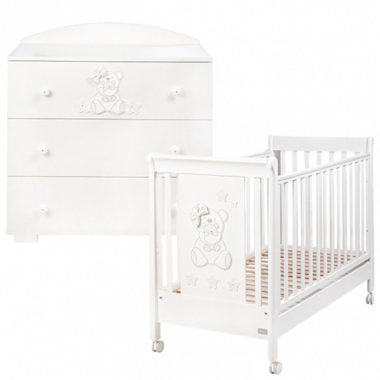 Комплект мебели Picci Vanity (Детская кровать + Комод пеленальный), белый