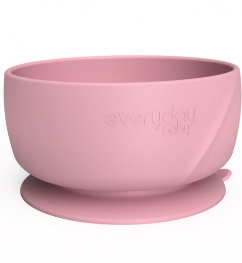 Детская силиконовая глубокая тарелка на присоске, розовый