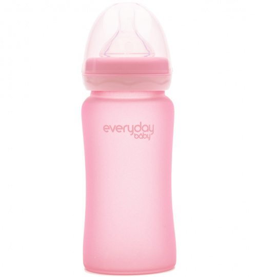 Стеклянная бутылочка с защитным силиконовым покрытием, 240 мл, светло-розовый