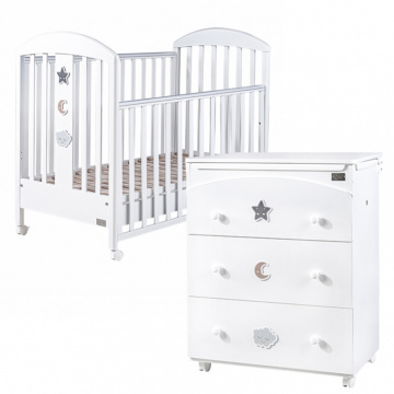 Комплект мебели Smile (Детская кровать + Комод пеленальный), белый
