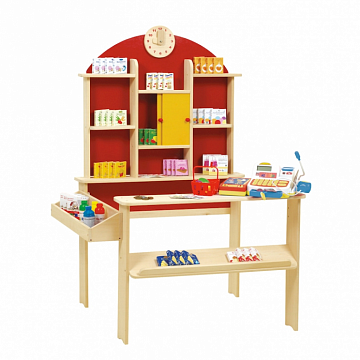 Детский игровой магазин с аксессуарами, красный/натуральный_DIS